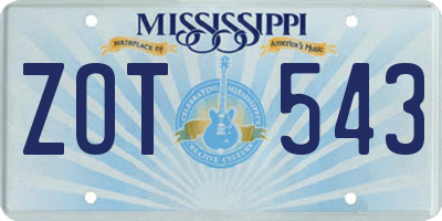 MS license plate ZOT543