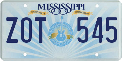 MS license plate ZOT545