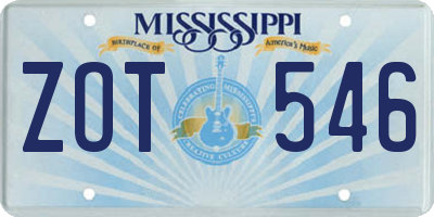 MS license plate ZOT546