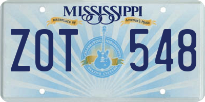 MS license plate ZOT548