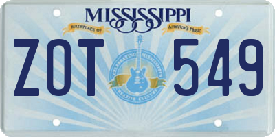 MS license plate ZOT549