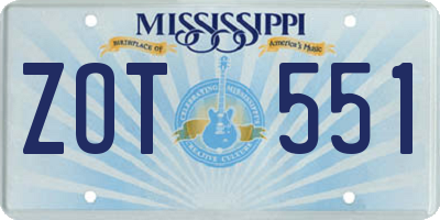 MS license plate ZOT551