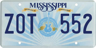 MS license plate ZOT552