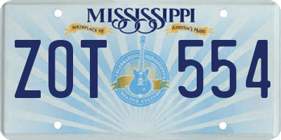 MS license plate ZOT554