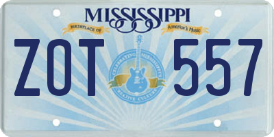 MS license plate ZOT557