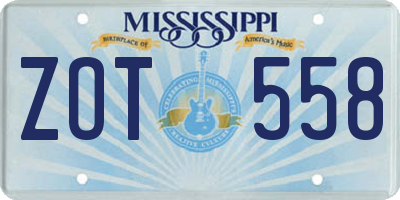 MS license plate ZOT558