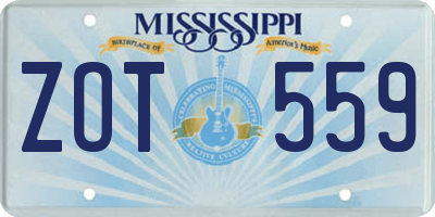 MS license plate ZOT559