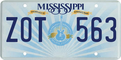 MS license plate ZOT563