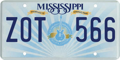 MS license plate ZOT566
