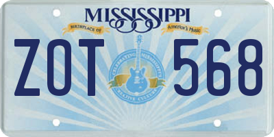 MS license plate ZOT568