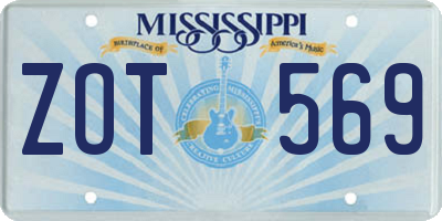 MS license plate ZOT569