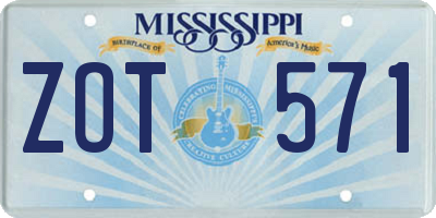 MS license plate ZOT571