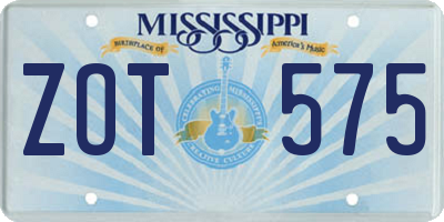 MS license plate ZOT575