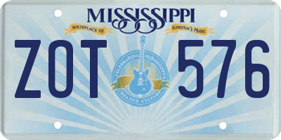 MS license plate ZOT576