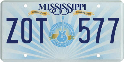 MS license plate ZOT577