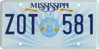 MS license plate ZOT581