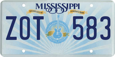 MS license plate ZOT583