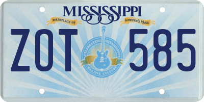 MS license plate ZOT585