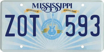 MS license plate ZOT593