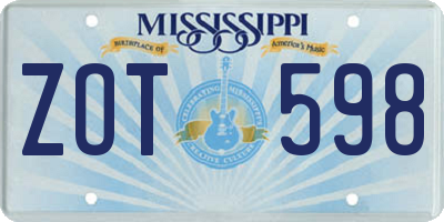 MS license plate ZOT598