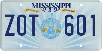 MS license plate ZOT601