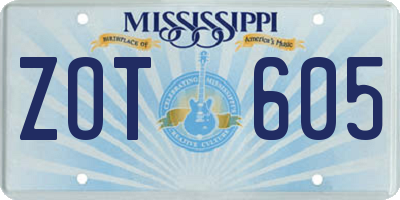 MS license plate ZOT605