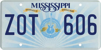MS license plate ZOT606