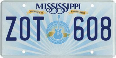 MS license plate ZOT608