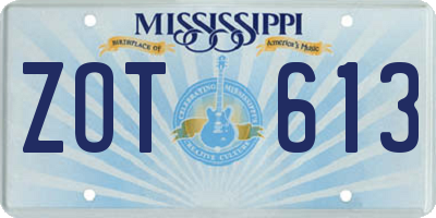 MS license plate ZOT613