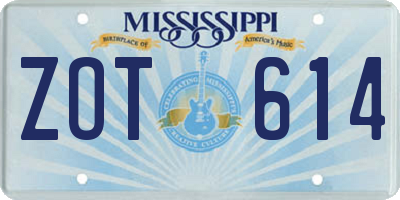 MS license plate ZOT614