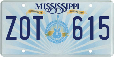 MS license plate ZOT615
