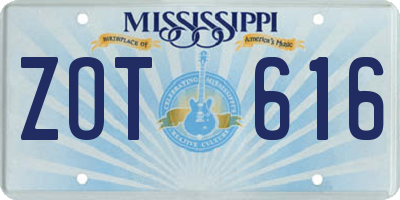 MS license plate ZOT616