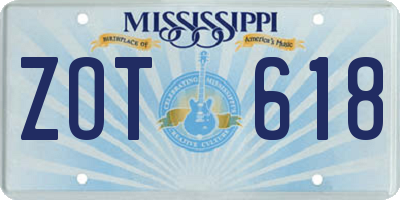 MS license plate ZOT618