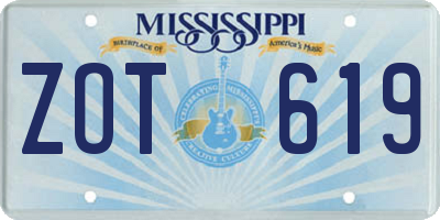 MS license plate ZOT619
