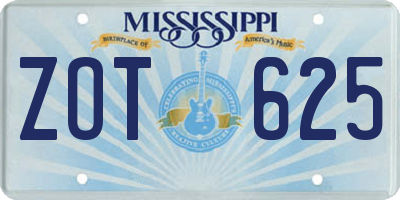 MS license plate ZOT625