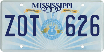 MS license plate ZOT626