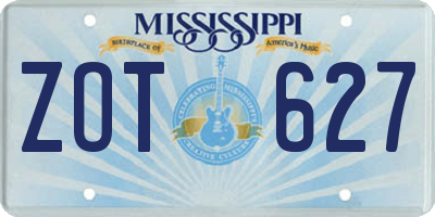 MS license plate ZOT627