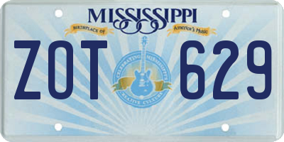 MS license plate ZOT629