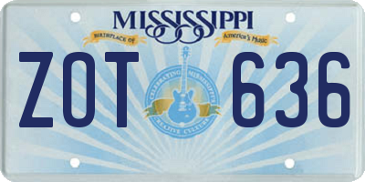 MS license plate ZOT636