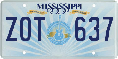 MS license plate ZOT637