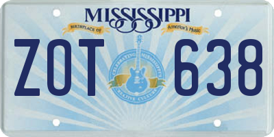MS license plate ZOT638