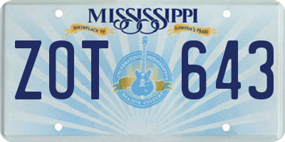 MS license plate ZOT643