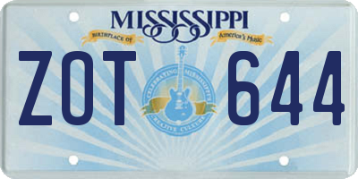 MS license plate ZOT644