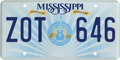 MS license plate ZOT646