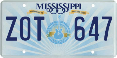 MS license plate ZOT647
