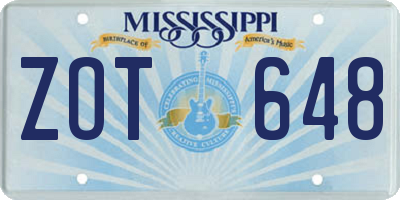 MS license plate ZOT648