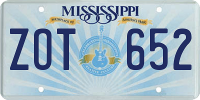 MS license plate ZOT652