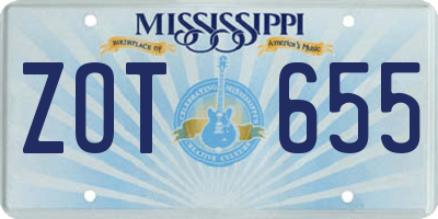 MS license plate ZOT655