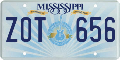 MS license plate ZOT656
