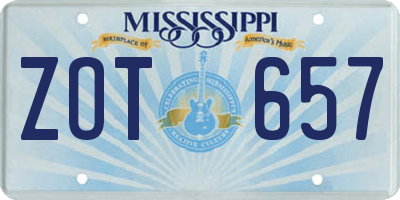 MS license plate ZOT657